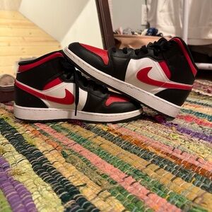 Nike Black and Red High-Top Sneakers